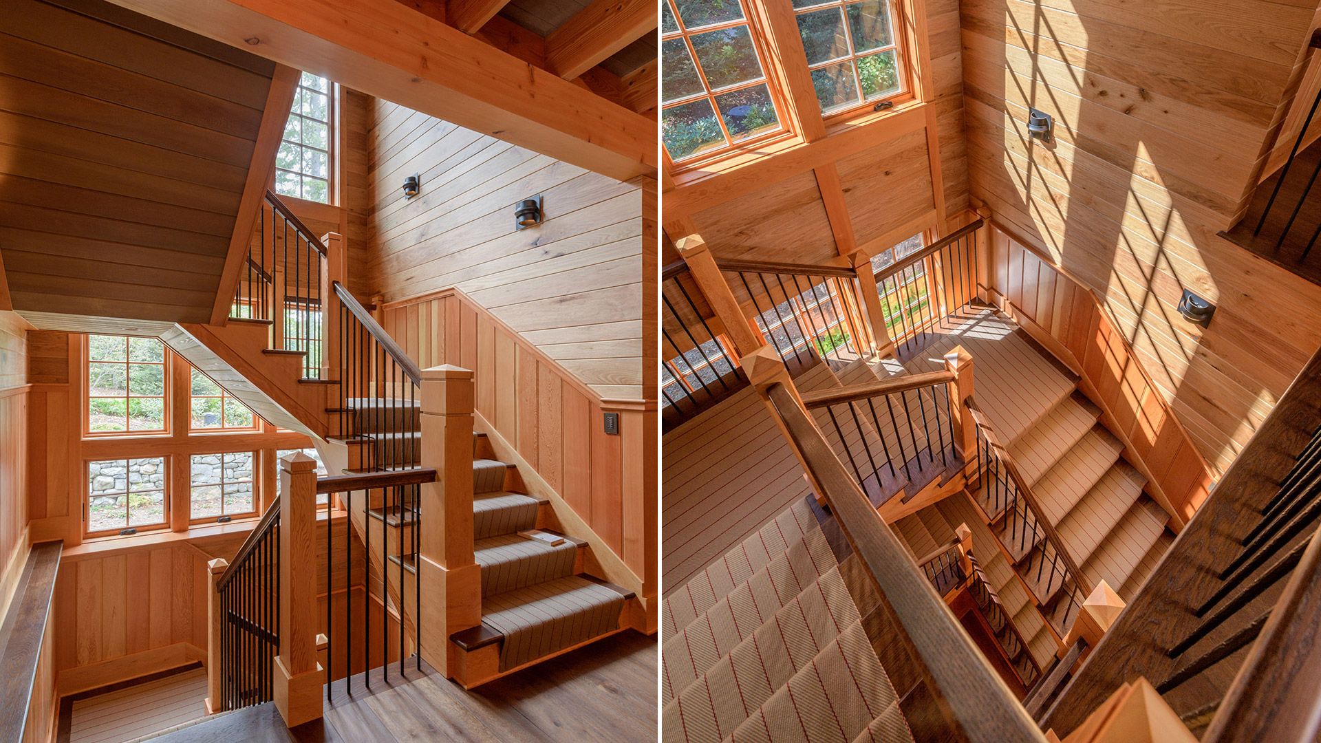 Alton, New Hampshire custom wood stair case with metal balusters