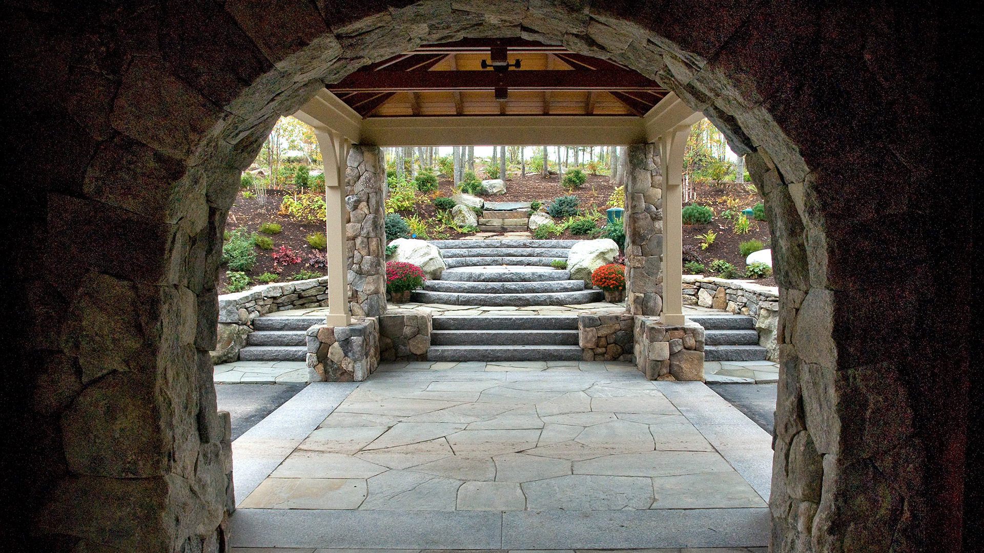 Lake Wentworth, New Hampshire stone arched entry