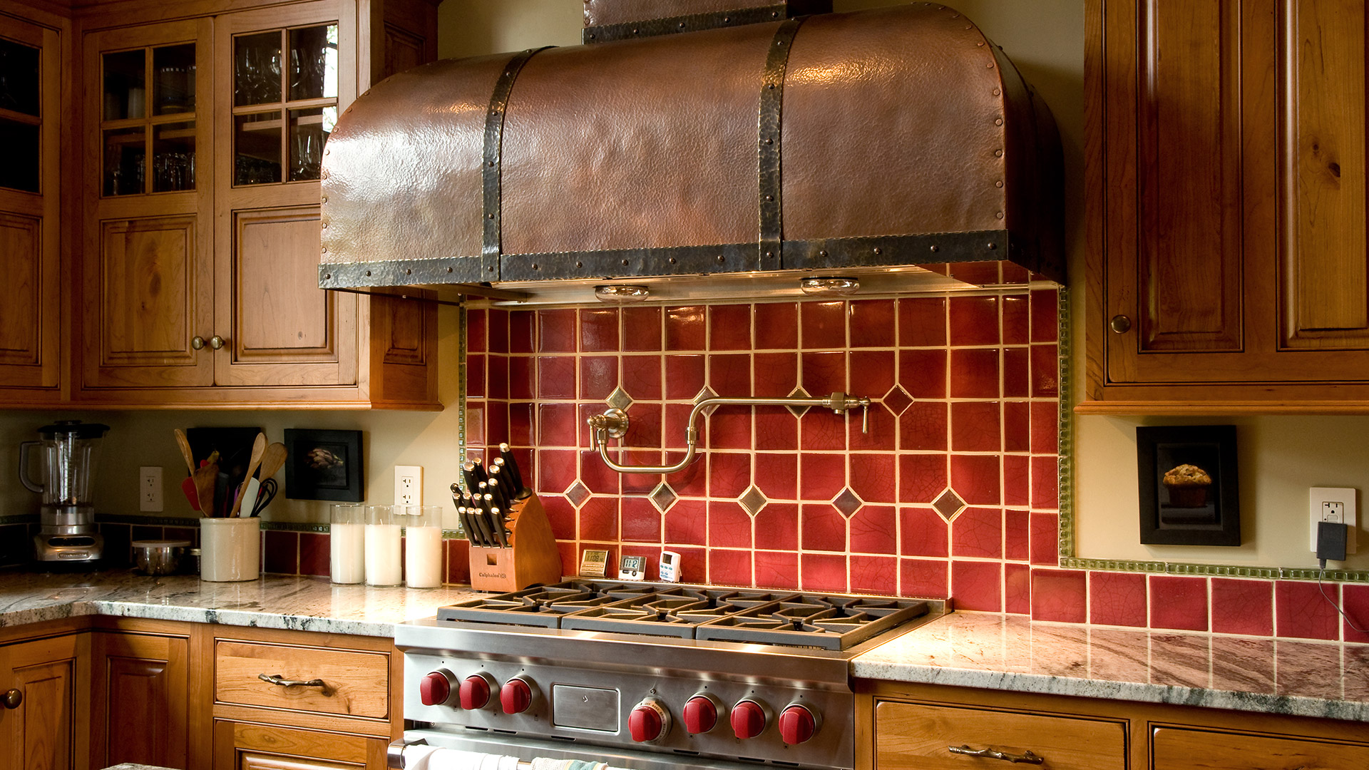 Lake Wentworth, New Hampshire kitchen with copper range hood