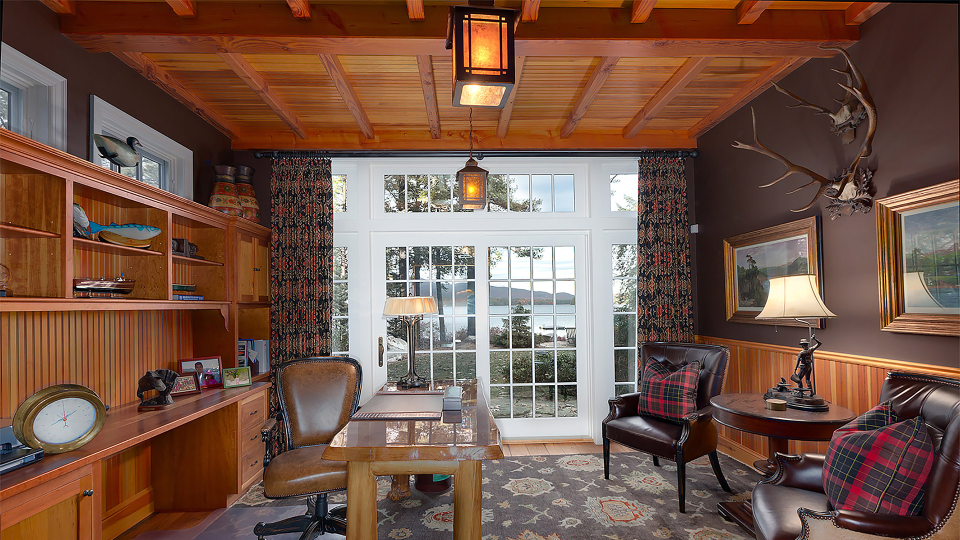 Pinyon Retreat Adirondack style house on Lake Winnipesaukee office interior